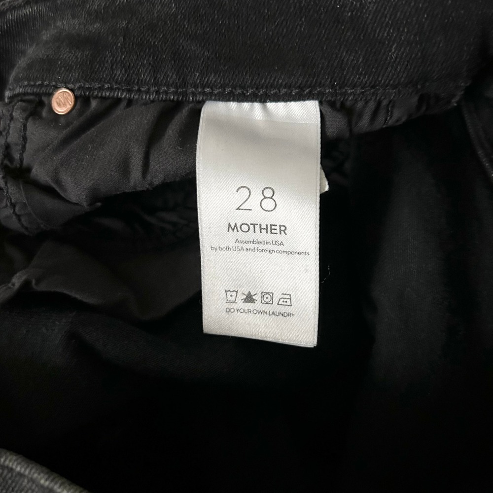 Mother The Weekender Fray Cotton Blend Black Night Shadow Flare Jeans Size 28 - Picture 8 of 9